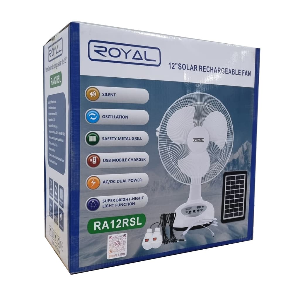 Ventilador blanco recargable 12" Royal RA12RSL - 3
