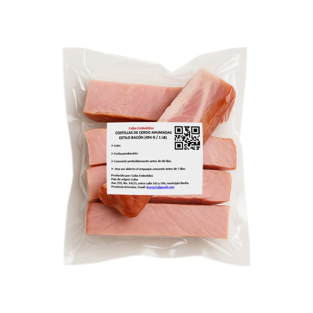 Costillas de cerdo ahumadas estilo bacón Cuba Embutidos (454 g / 1 lb) - 3