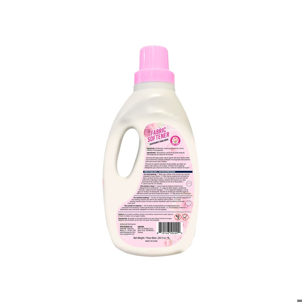 Suavizante para ropa con aroma a rosa YEYA (1 L) - 3