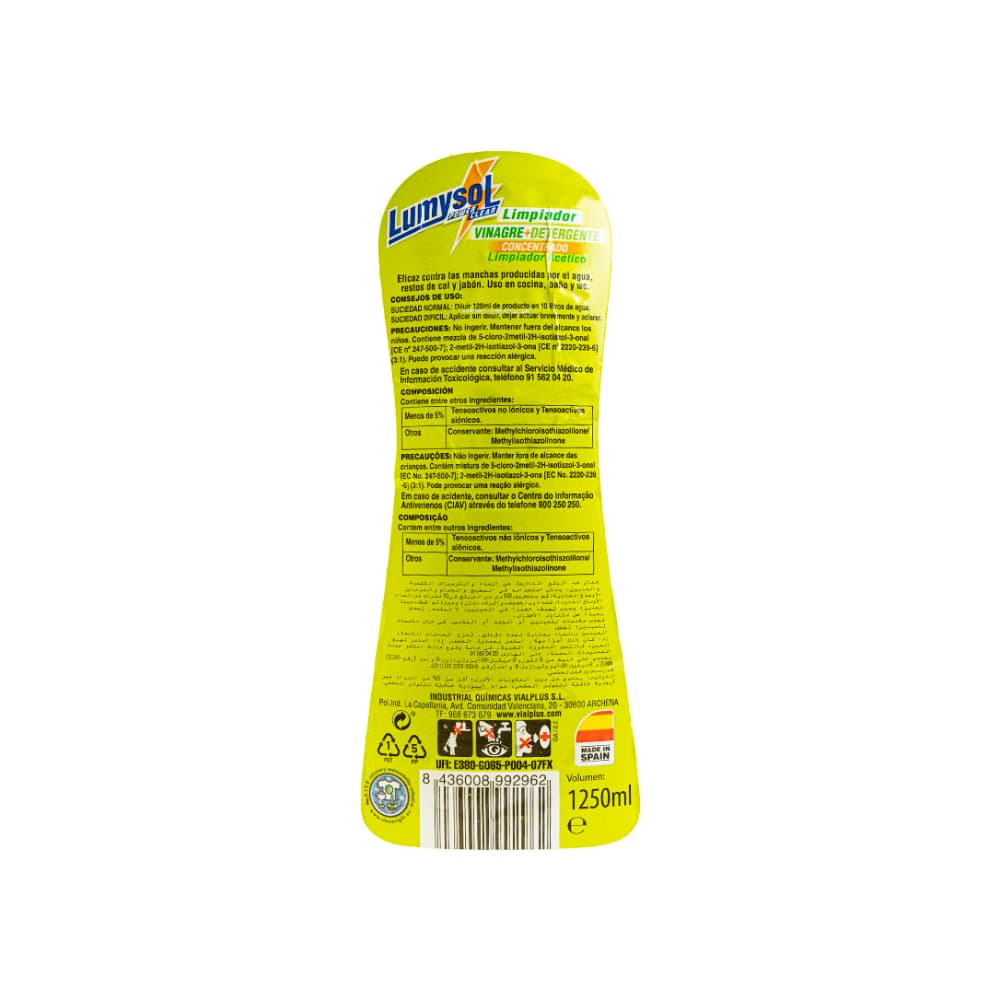 Limpiador multiusos con vinagre y detergente Lumysol (1.25 L) - 3