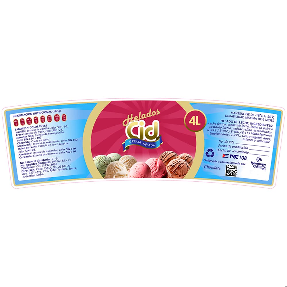 Helado sabor chocolate CID (4 L) - 4