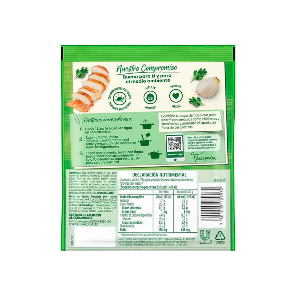 Sopa de fideo con pollos Knorr (95 g / 3.35 oz) - 4