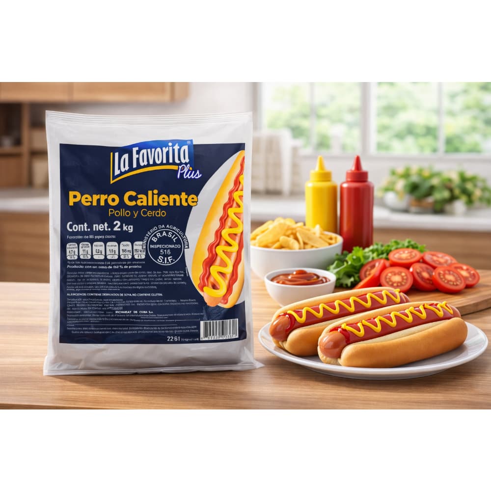 Perro caliente de pollo y cerdo La Favorita Plus (2 kg / 4.4 lb) - 4