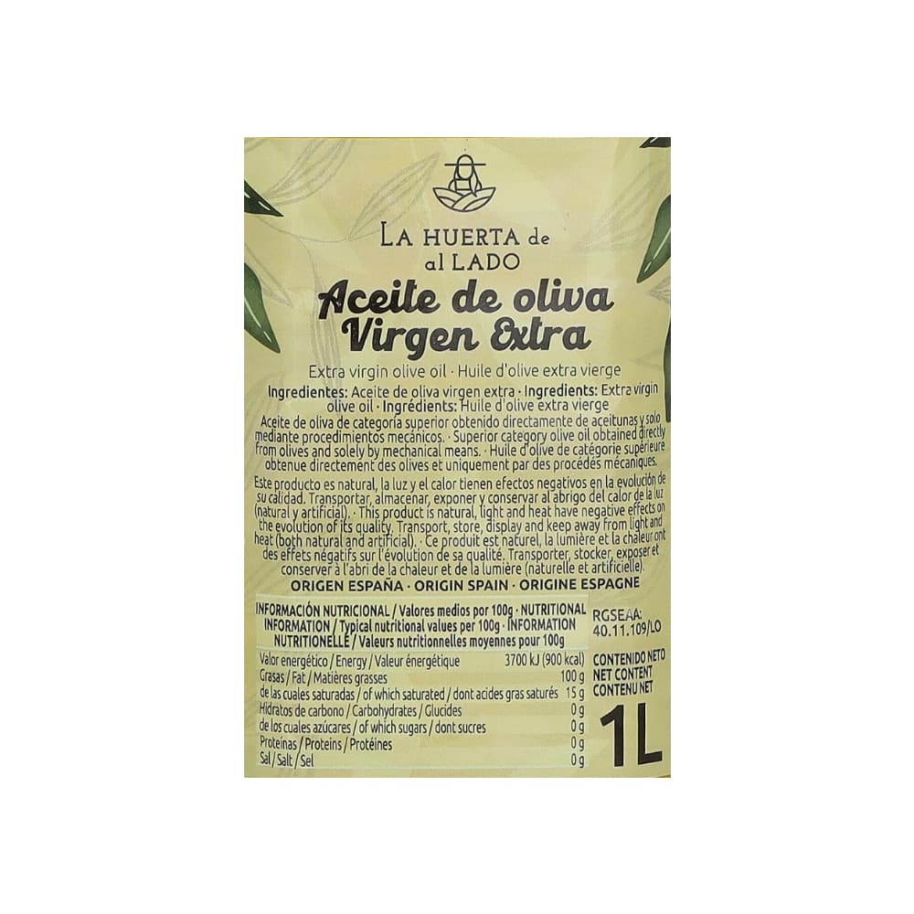 Aceite de oliva virgen extra La Huerta de al Lado (1 L) - 4