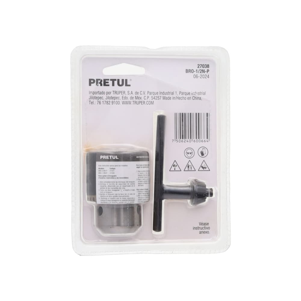 Mazorca de taladro con llave de acero apertura máxima 1/2 Pretul BRO-1/2N-P - 4