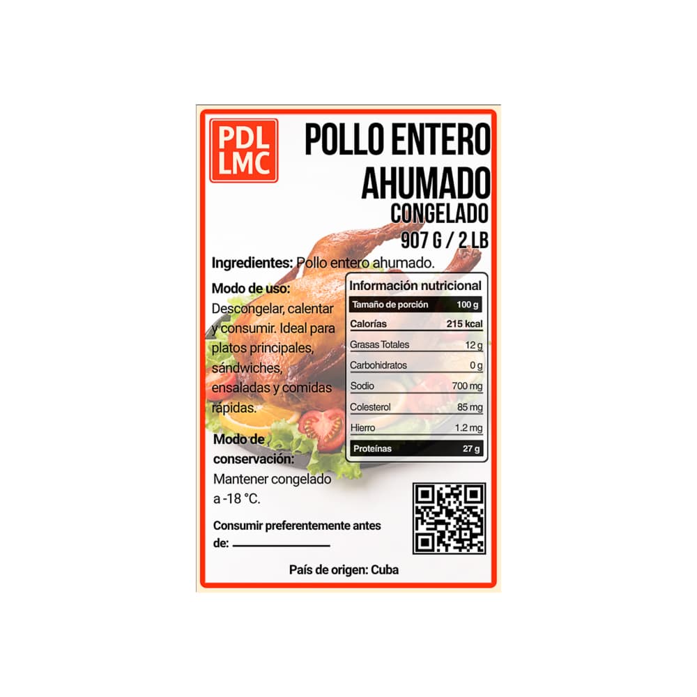 Pollo entero ahumado PDL LMC (907 g / 2 lb) - 2