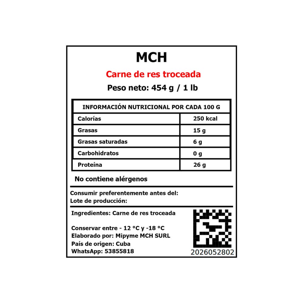 Carne de res troceada MCH (454 g / 1 lb) - 3