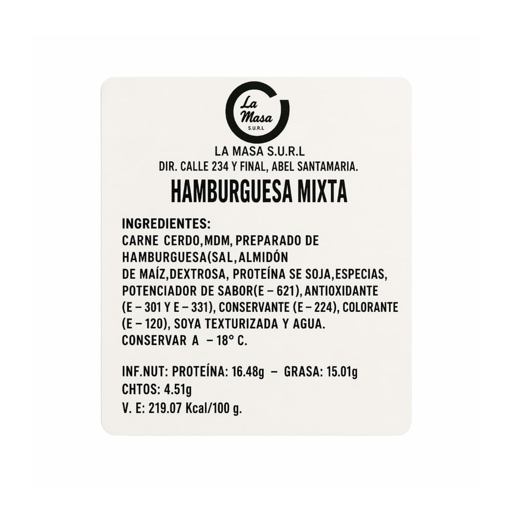 Hamburguesa mixta de cerdo y pollo La Masa (4 x 90 g / 3.17 oz) - 3