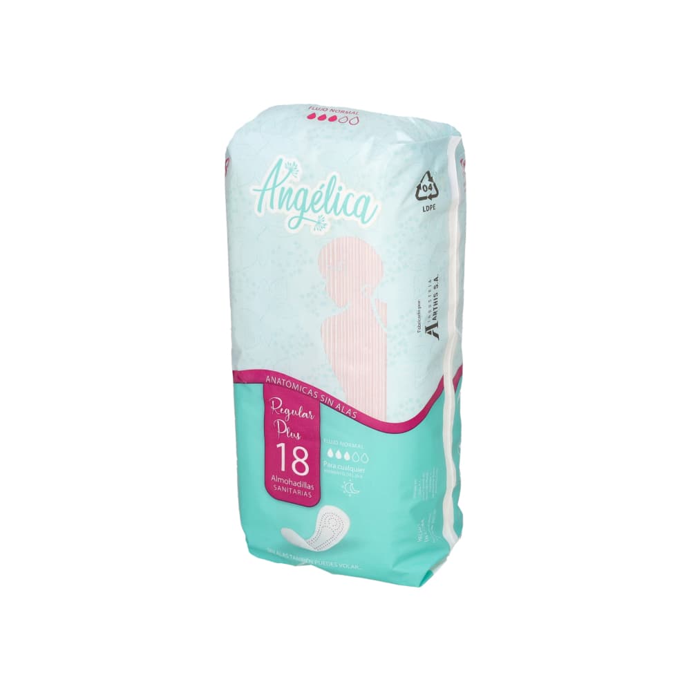 Almohadillas sanitarias anatómicas sin alas Angélica (18 U)
