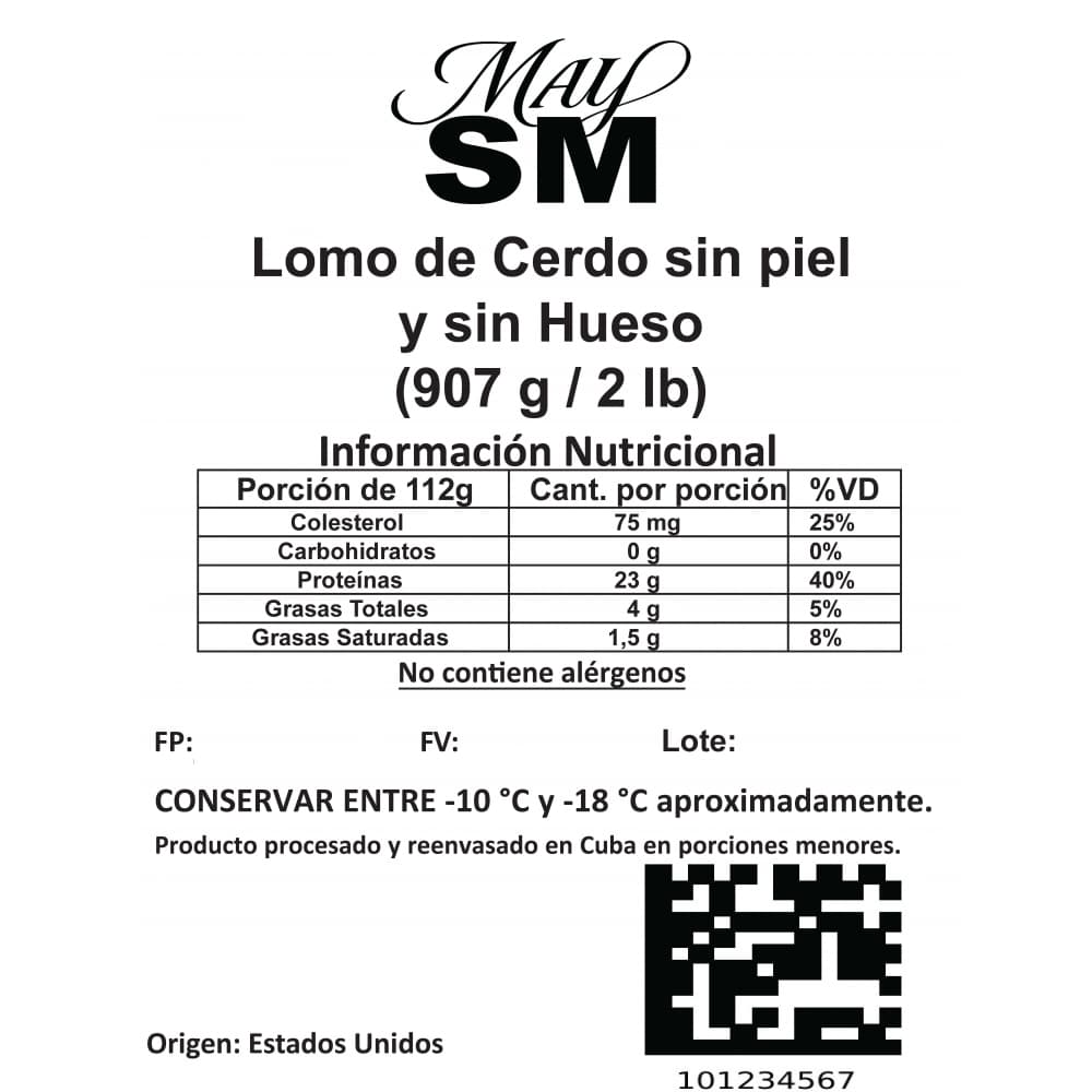 Lomo de cerdo sin hueso y sin piel May SM (907 g / 2 lb) - 3