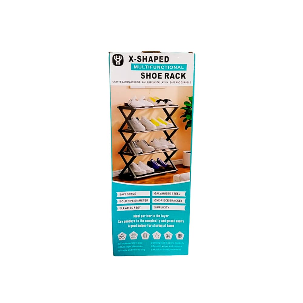Zapatera de 4 niveles multifuncional para organizar calzado X-Shaped - 2