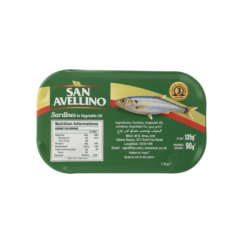Sardinas en aceite vegetal San Avellino (125 g / 4.40 oz) - 9