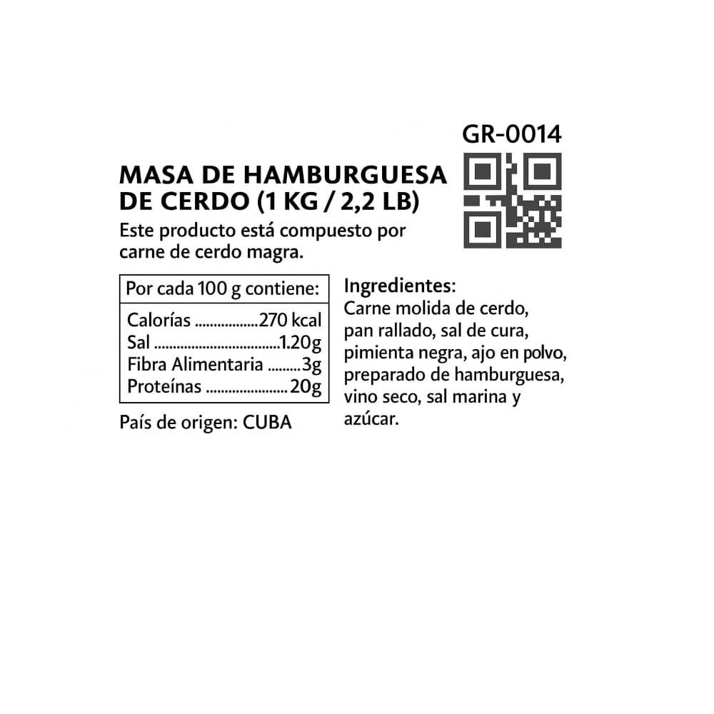 Masa de Hamburguesa de cerdo El Favorito (1 kg / 2.2 lb) - 5