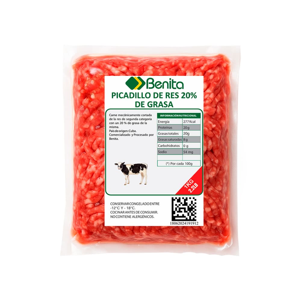 Picadillo de res con 20 % de grasa Benita (1 kg / 2.2 lb) - 2