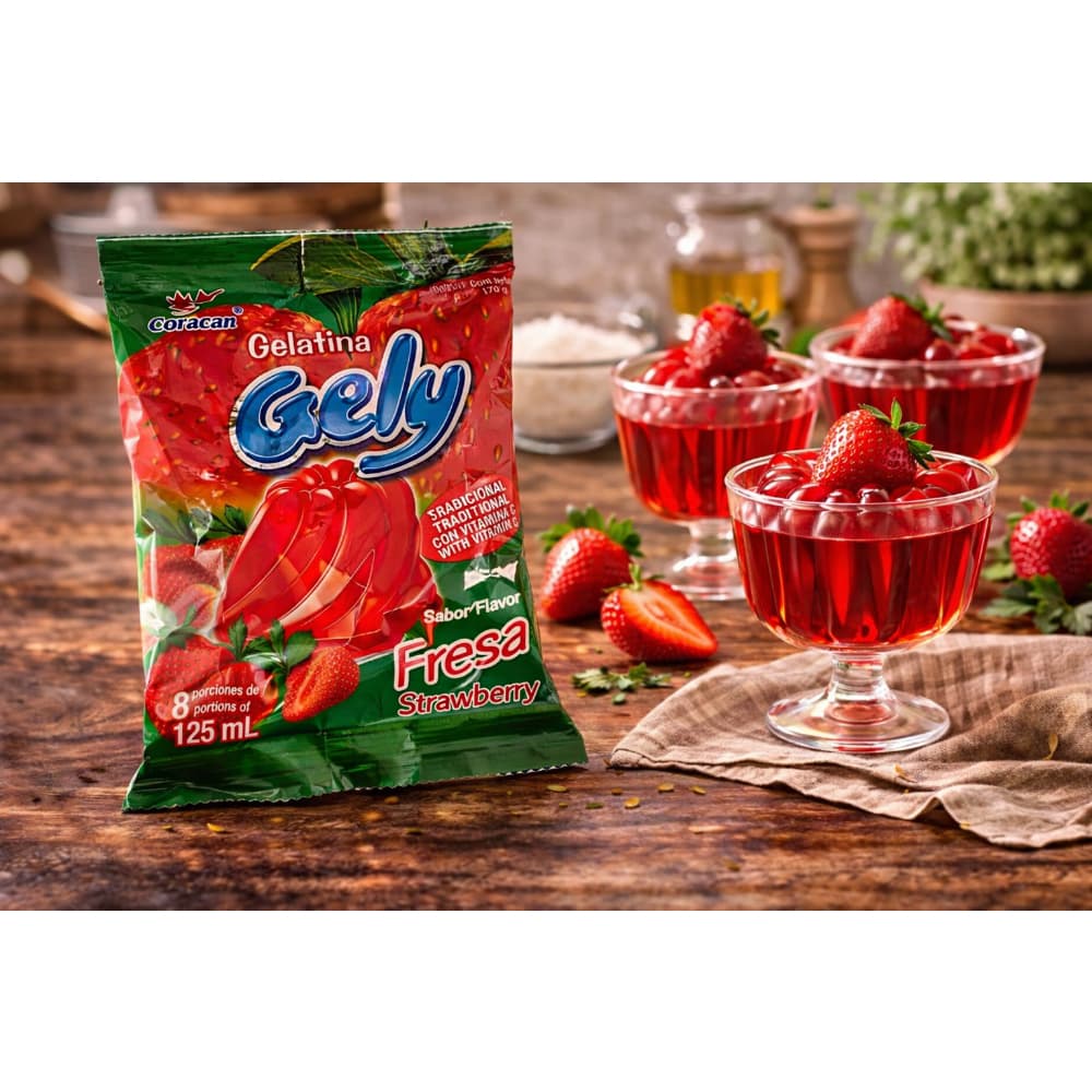 Gelatina sabor fresa Gely (170 g / 6 oz) - 4