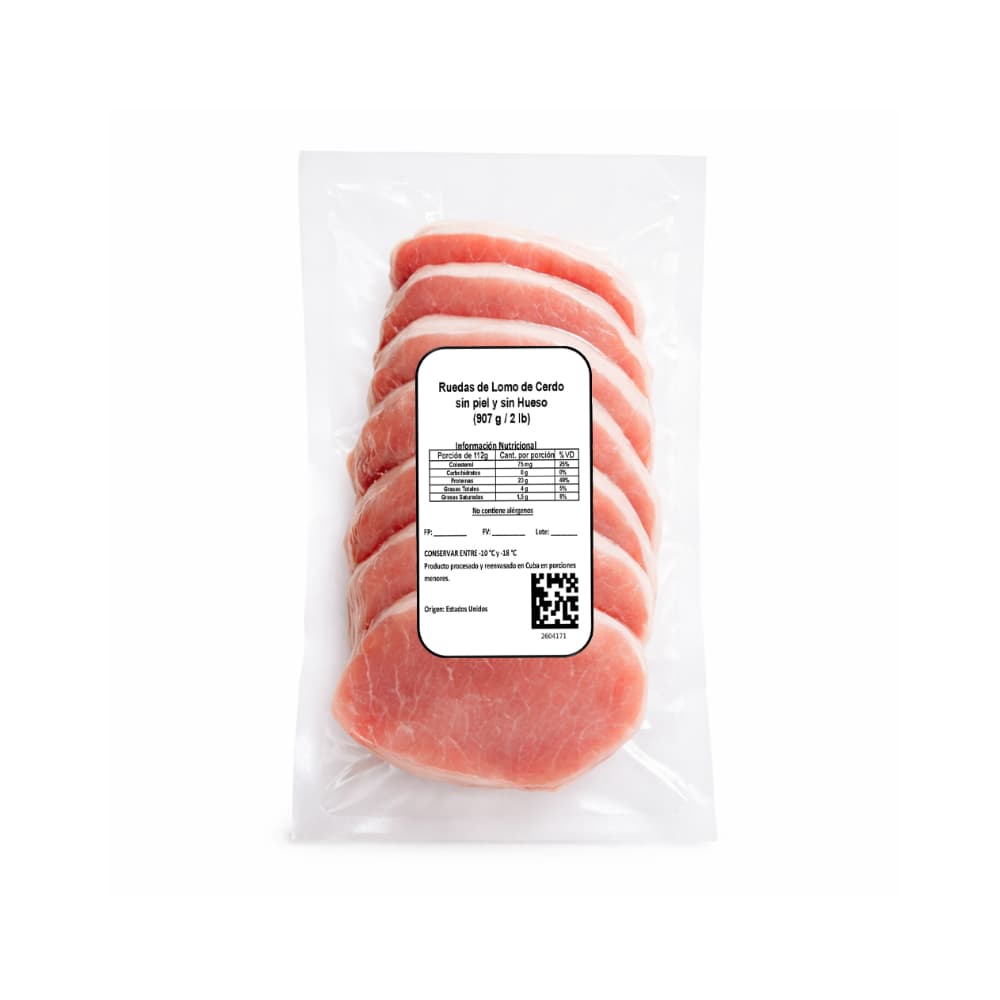 Ruedas de lomo de cerdo sin piel y sin hueso May SM (907 g / 2 lb) - 2