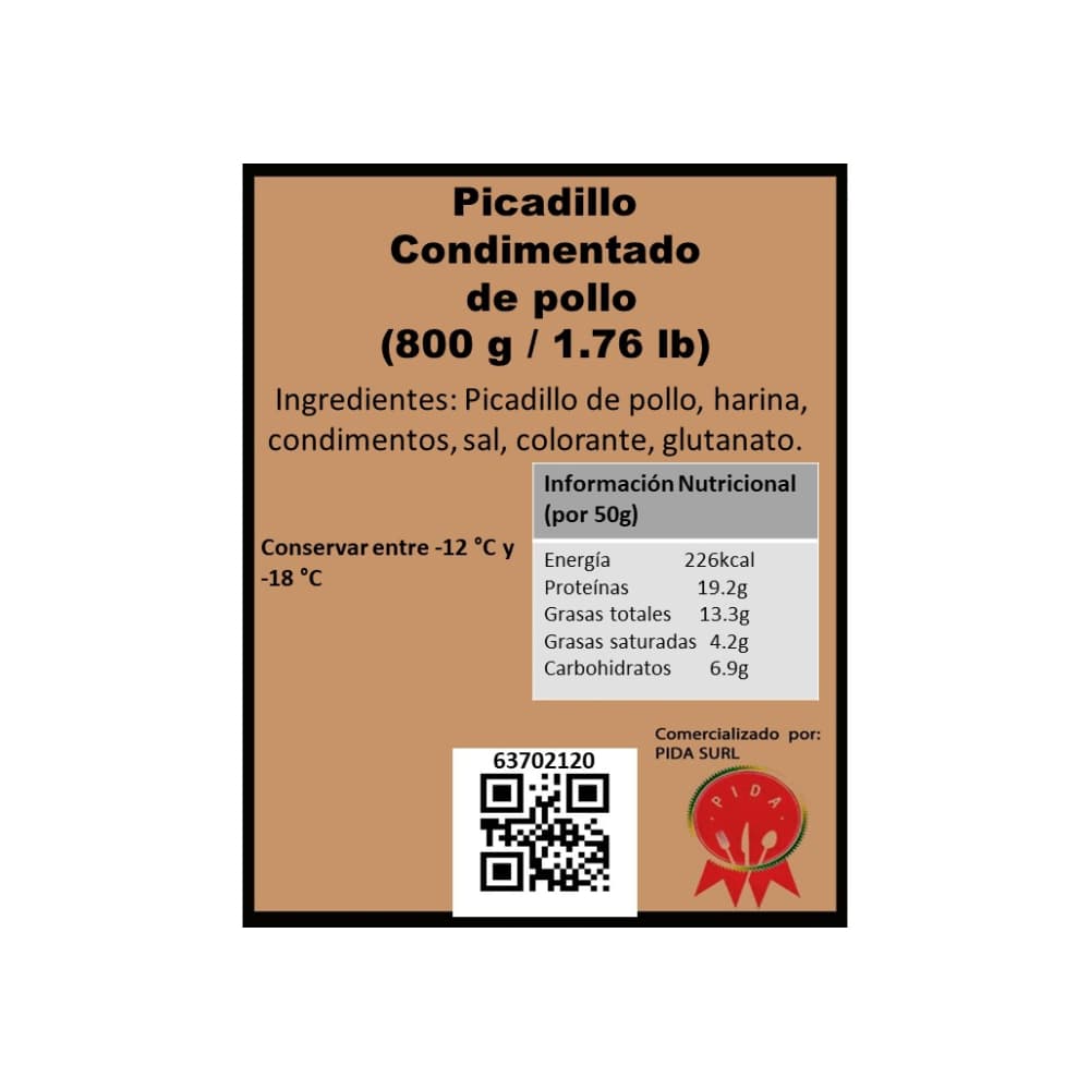 Picadillo condimentado de pollo Pida (800 g / 1.76 lb) - 3