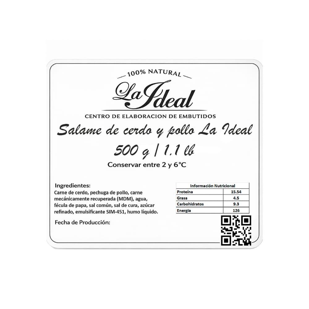 Salame de cerdo y pollo La Ideal (500 g / 1.1 lb) - 3