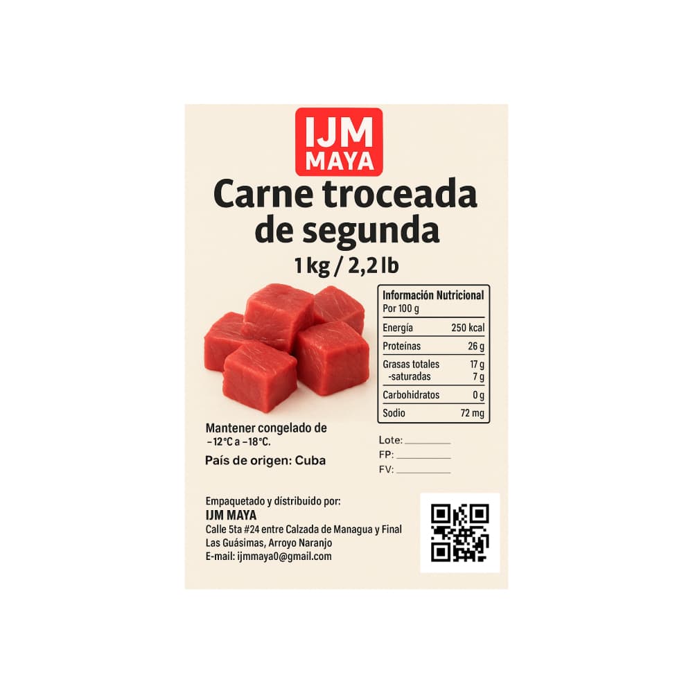 Carne de res troceada de segunda IJM Maya (1 kg / 2.2 lb) - 3