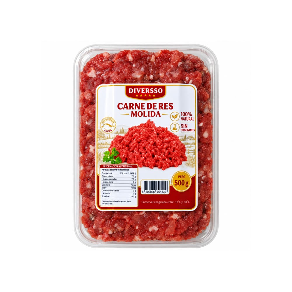 Carne de res molida Diversso (500 g / 1.1 lb)