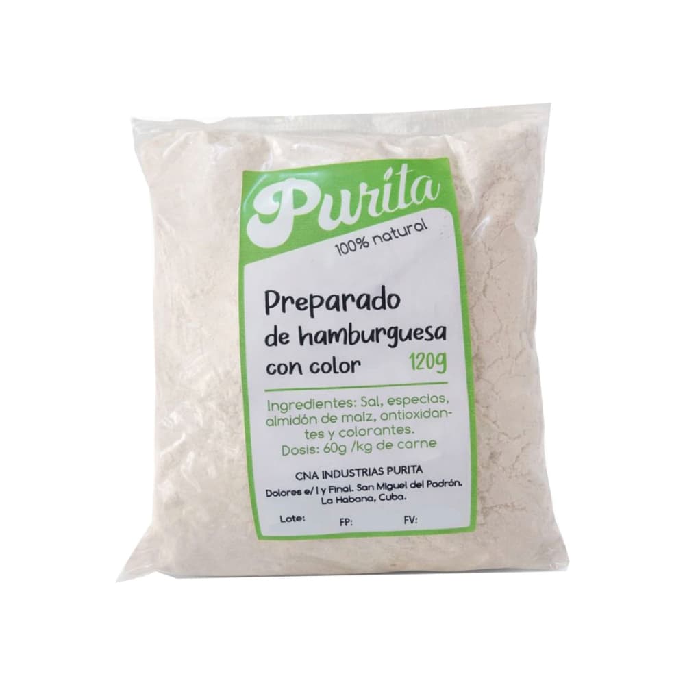 Preparado de hamburguesa con color Purita (120 g / 4.23 oz)