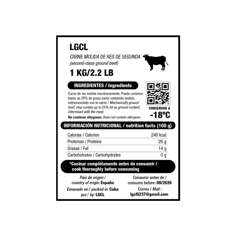 Carne molida de res de segunda LGCL (1 kg / 2.2 lb) - 3