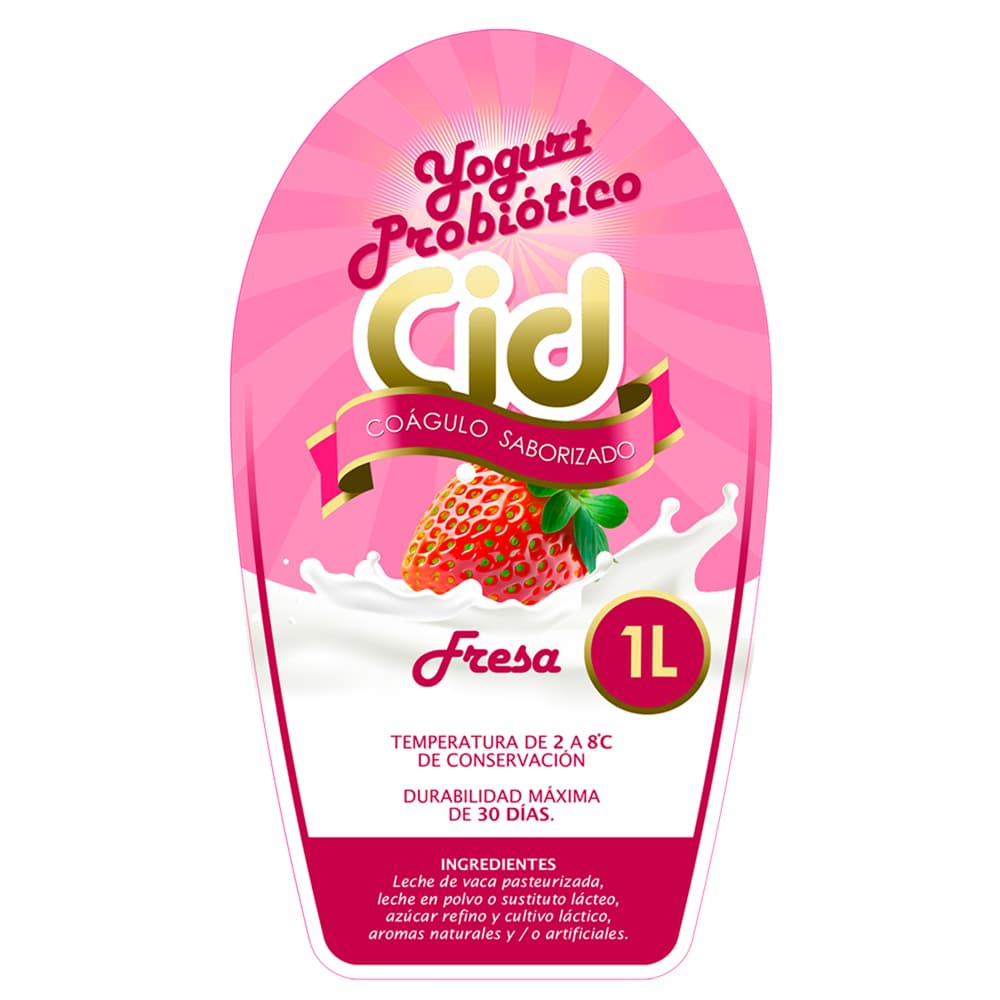 Yogurt probiótico de coágulo saborizado de fresa Cid (1 L) - 2
