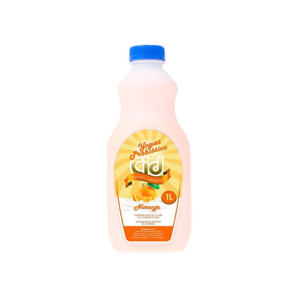 Yogurt probiótico de coágulo saborizado de naranja Cid (1 L)