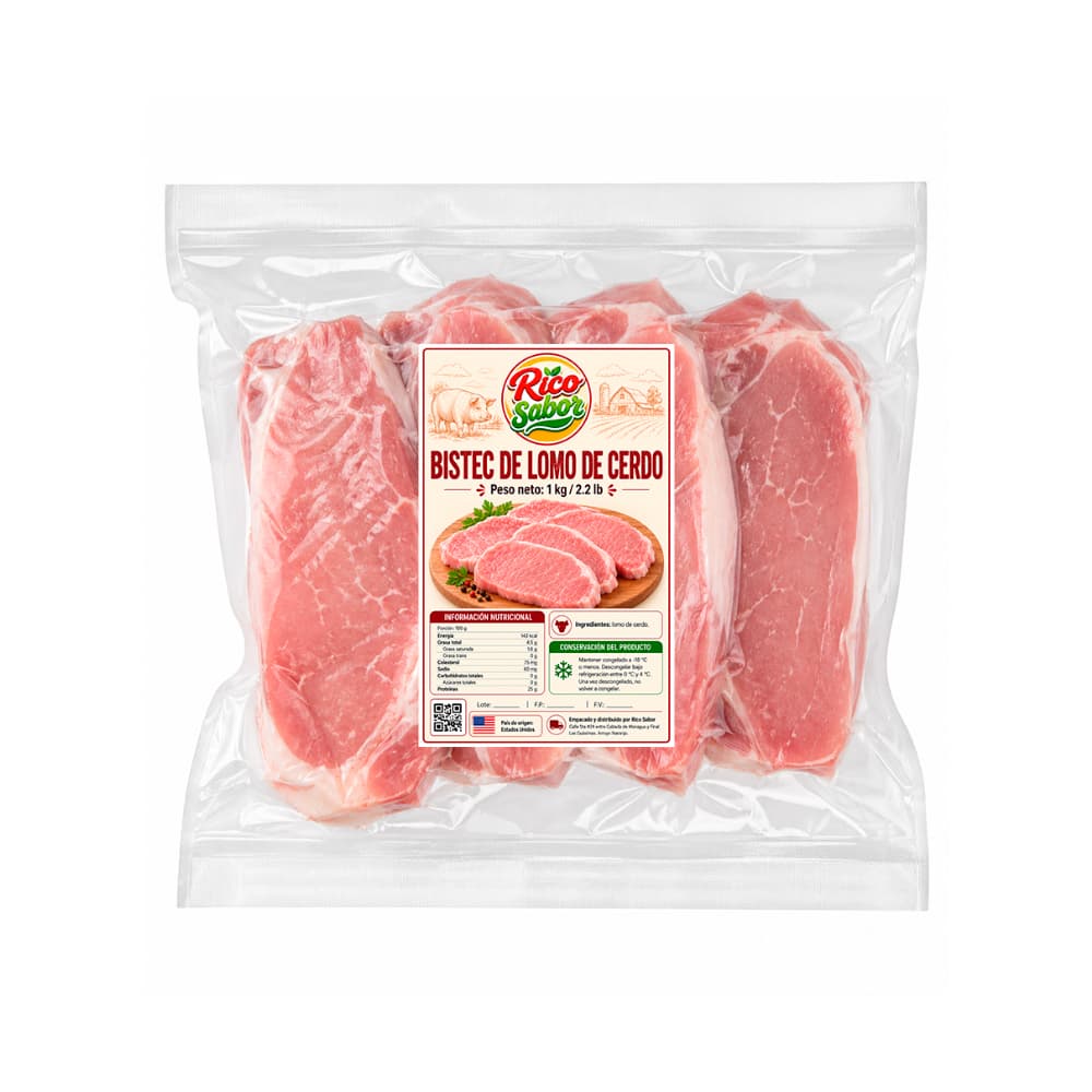 Bistec de lomo de cerdo Rico Sabor (1 kg / 2.2 lb)