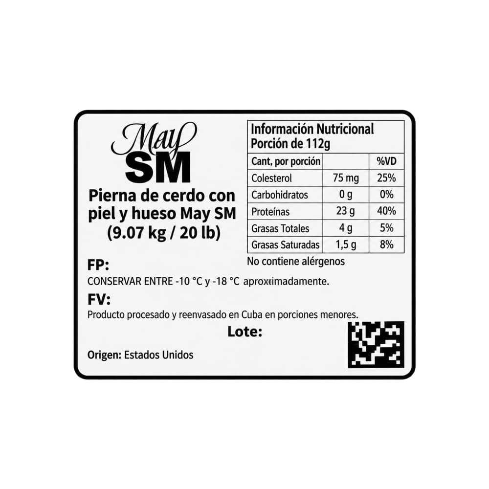 Pierna de cerdo con piel y hueso May SM (9.07 kg / 20 lb) - 3