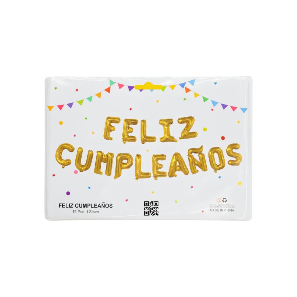 Cartel de Feliz Cumpleaños color dorado de 16 pulgadas Balloon - 3