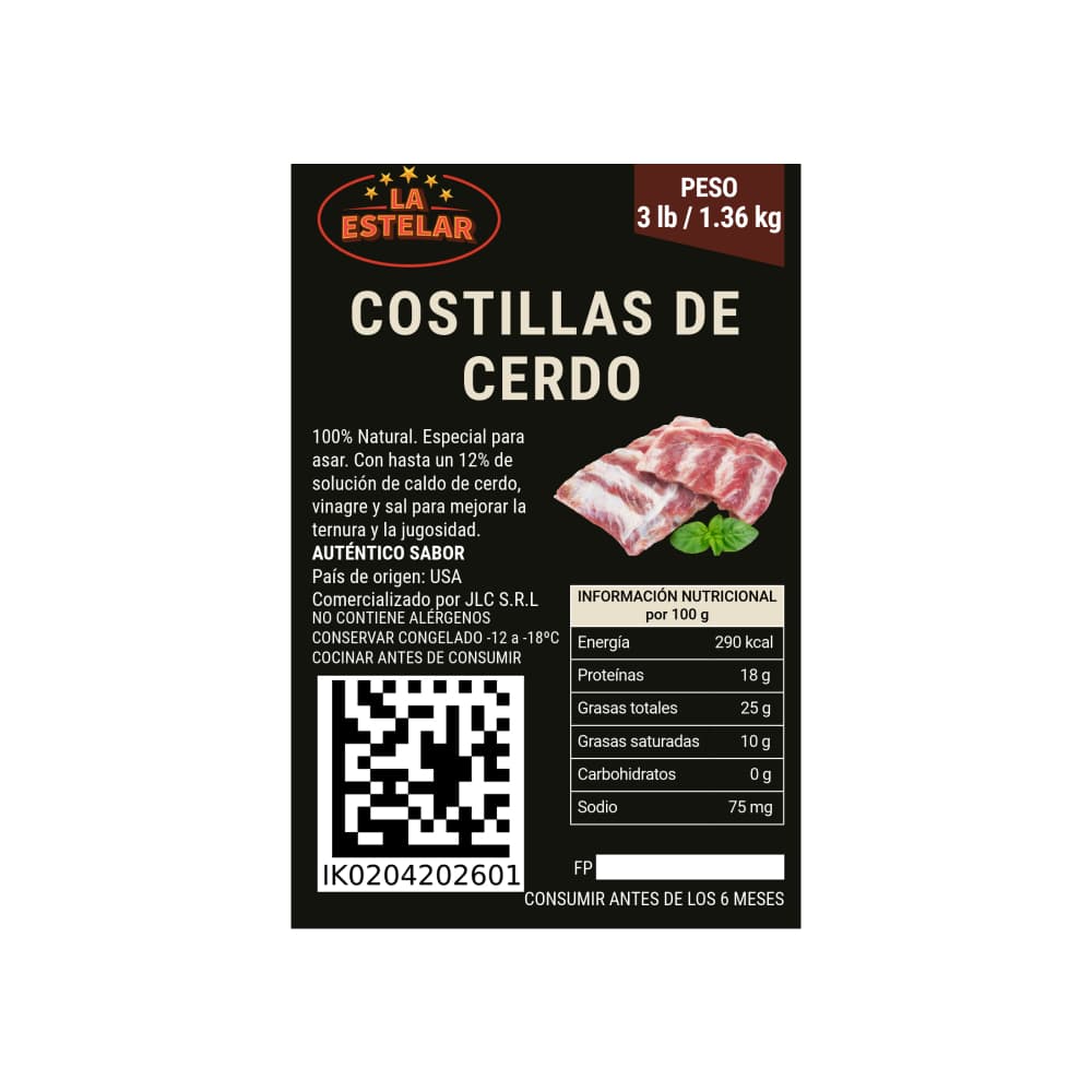 Costillas de cerdo La Estelar (1.36 kg / 3 lb) - 2