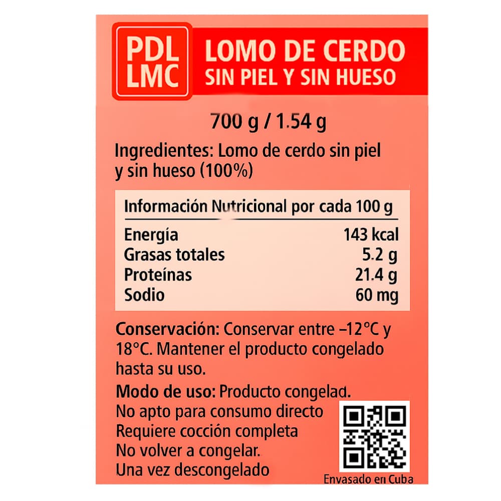 Lomo de cerdo sin piel y sin hueso PDL LMC (700 g / 1.54 lb) - 3