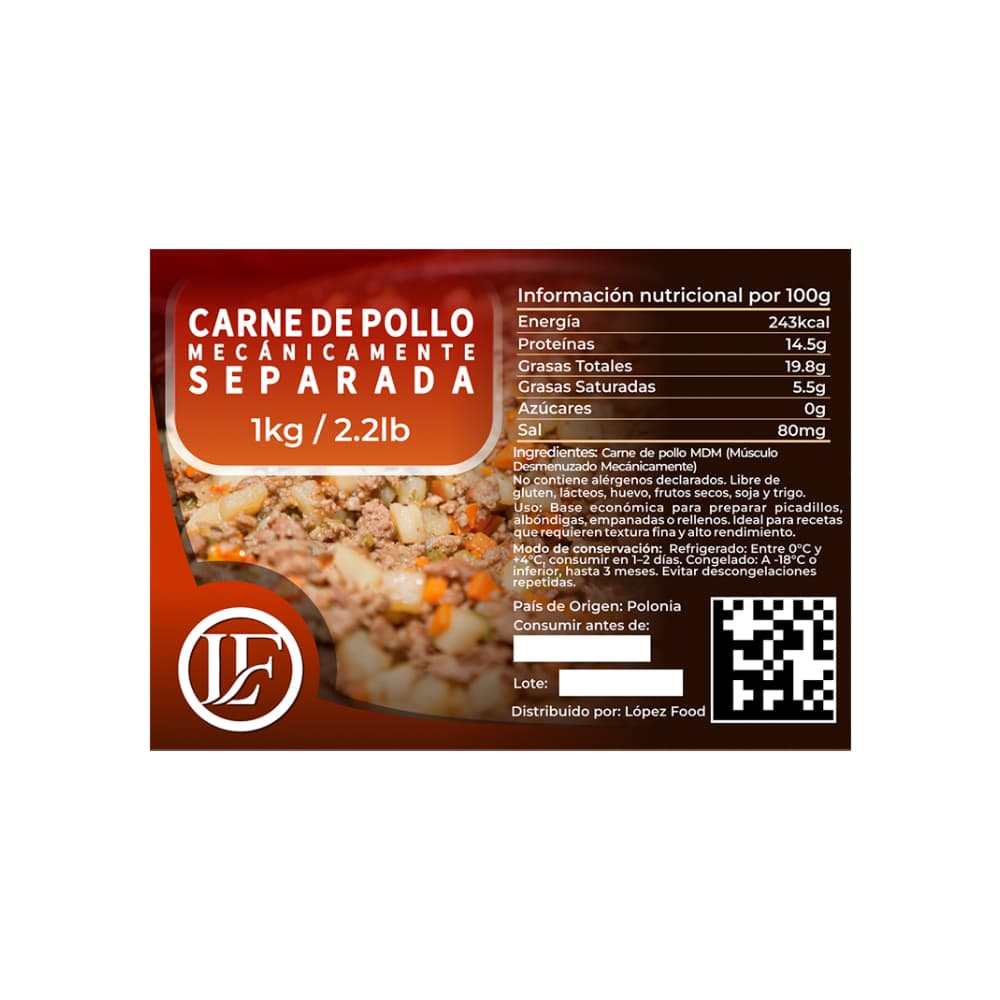 Carne de pollo mecánicamente separada LF (1 kg / 2.2 lb) - 2