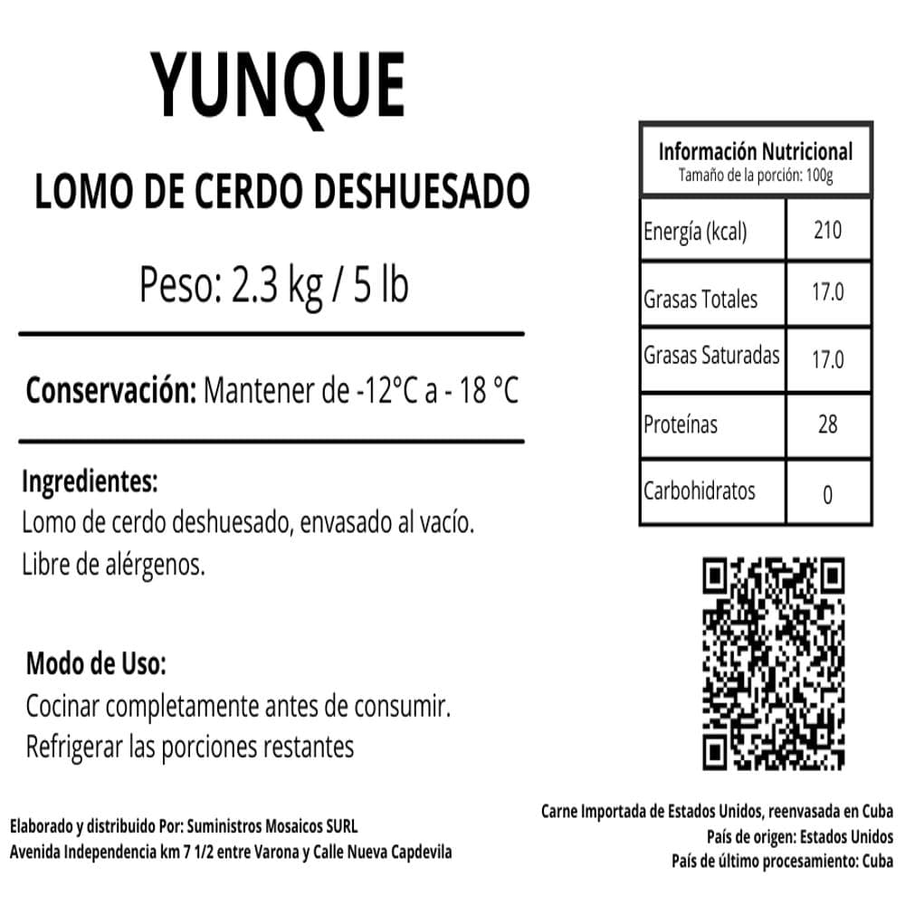 Lomo de cerdo deshuesado Yunque (2.3 kg / 5 lb) - 3