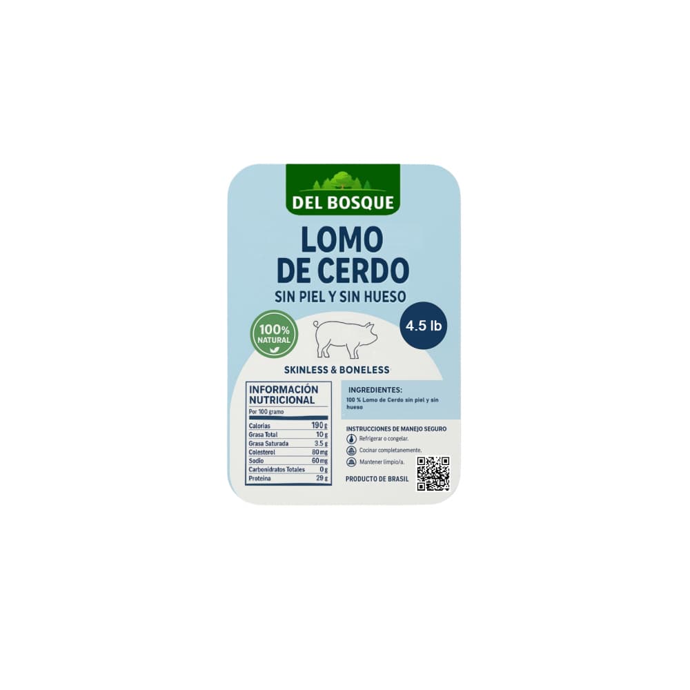 Lomo de cerdo sin piel y sin hueso Del Bosque (2.05 kg / 4.5 lb) - 2