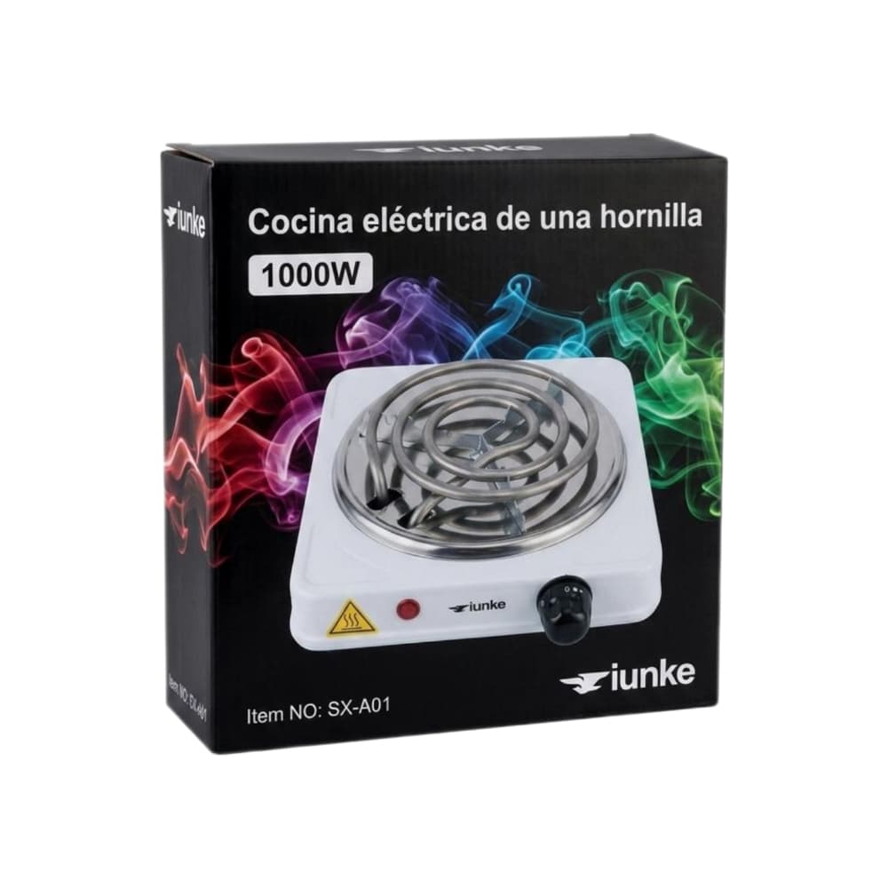 Cocina eléctrica 1 quemador en espiral color blanco Iunke 1000 W - 2