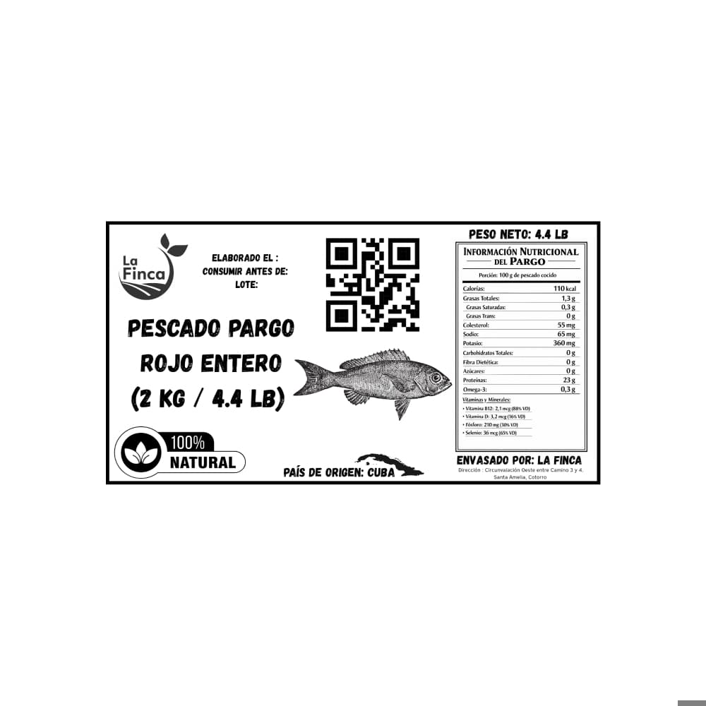 Pescado pargo rojo entero La Finca (2 kg / 4.4 lb) - 4