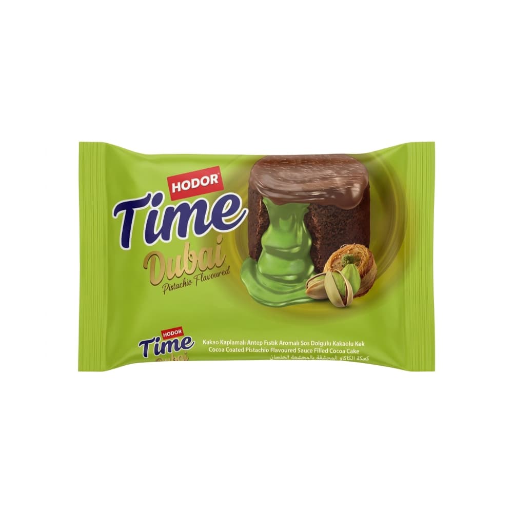 Pastel de chocolate con relleno sabor pistacho Dubai y cobertura de cacao Time Hodor (30 g / 1.05 oz)
