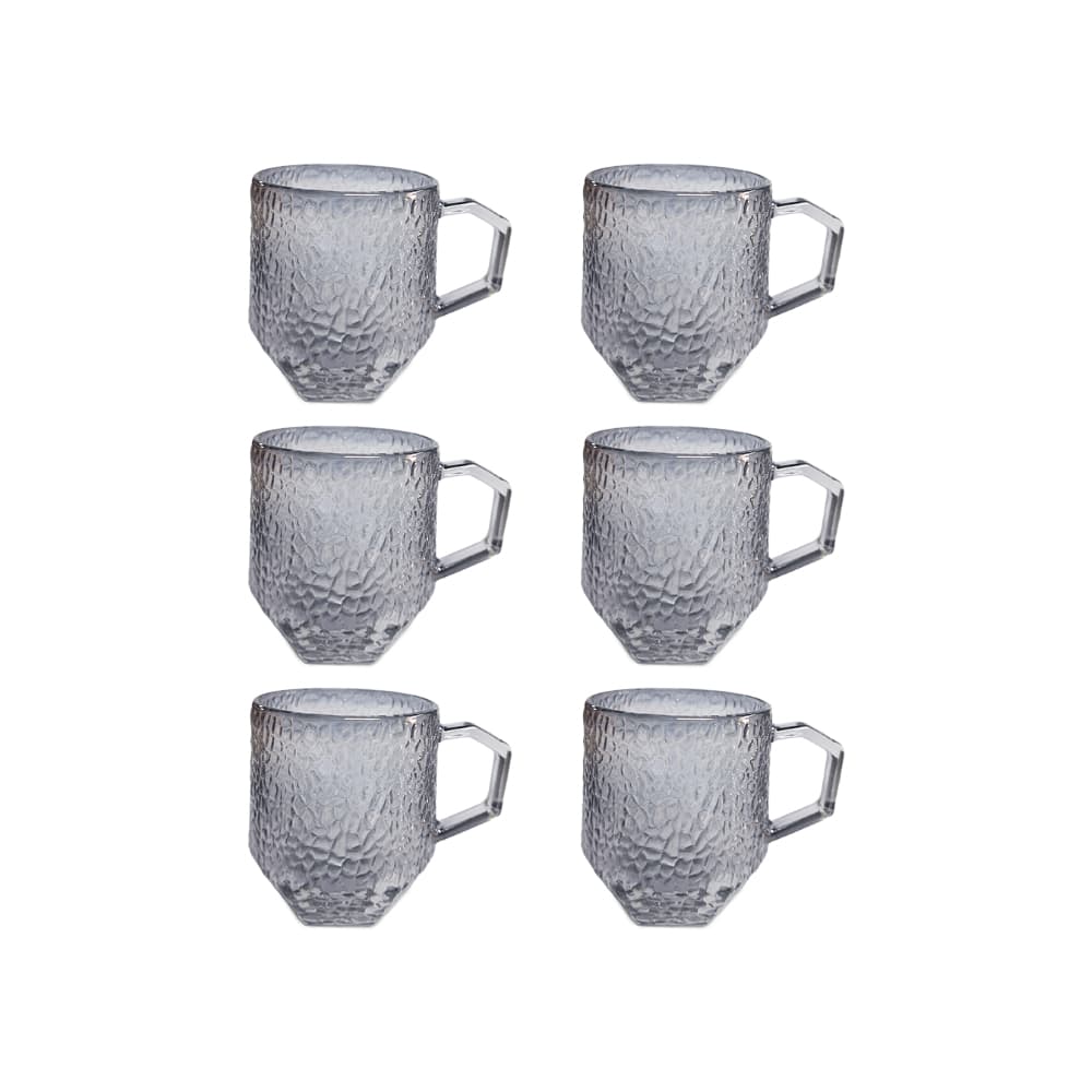 Juego de 6 tazas de vidrio con textura granulada Kazam