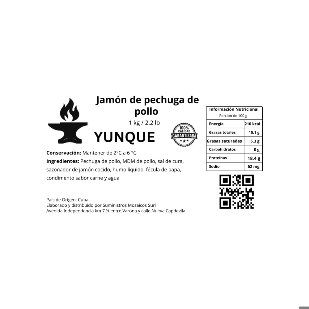 Jamón de pechuga de pollo Yunque (1 kg / 2.2 lb) - 3