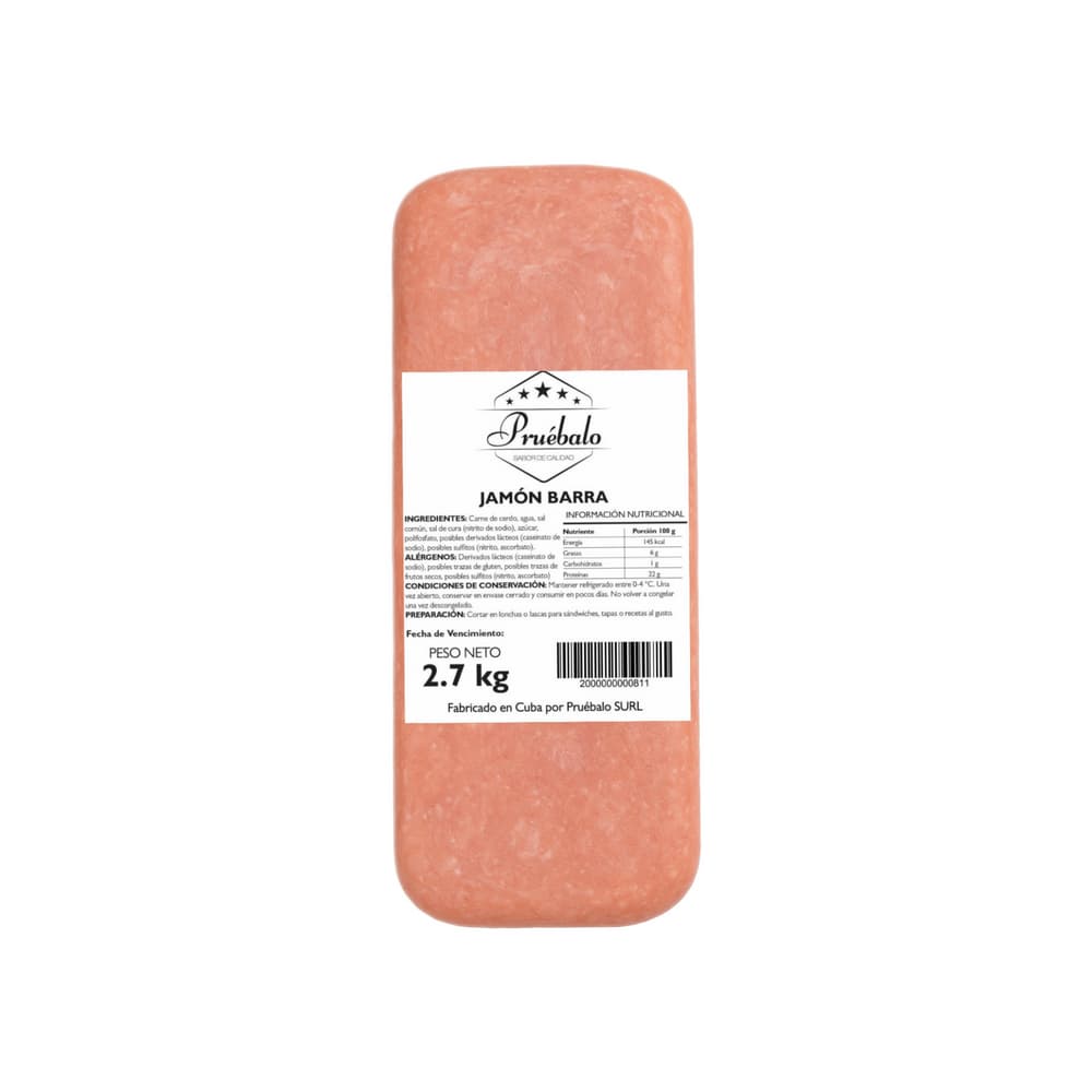 Jamón barra Pruébalo (2.7 kg / 5.95 lb)