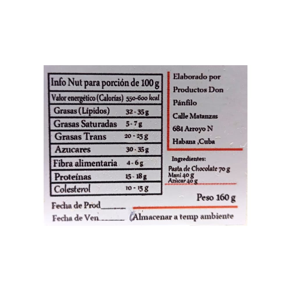 Turrón de chocolate y maní Don Pánfilo (160 g / 5.6 oz) - 3
