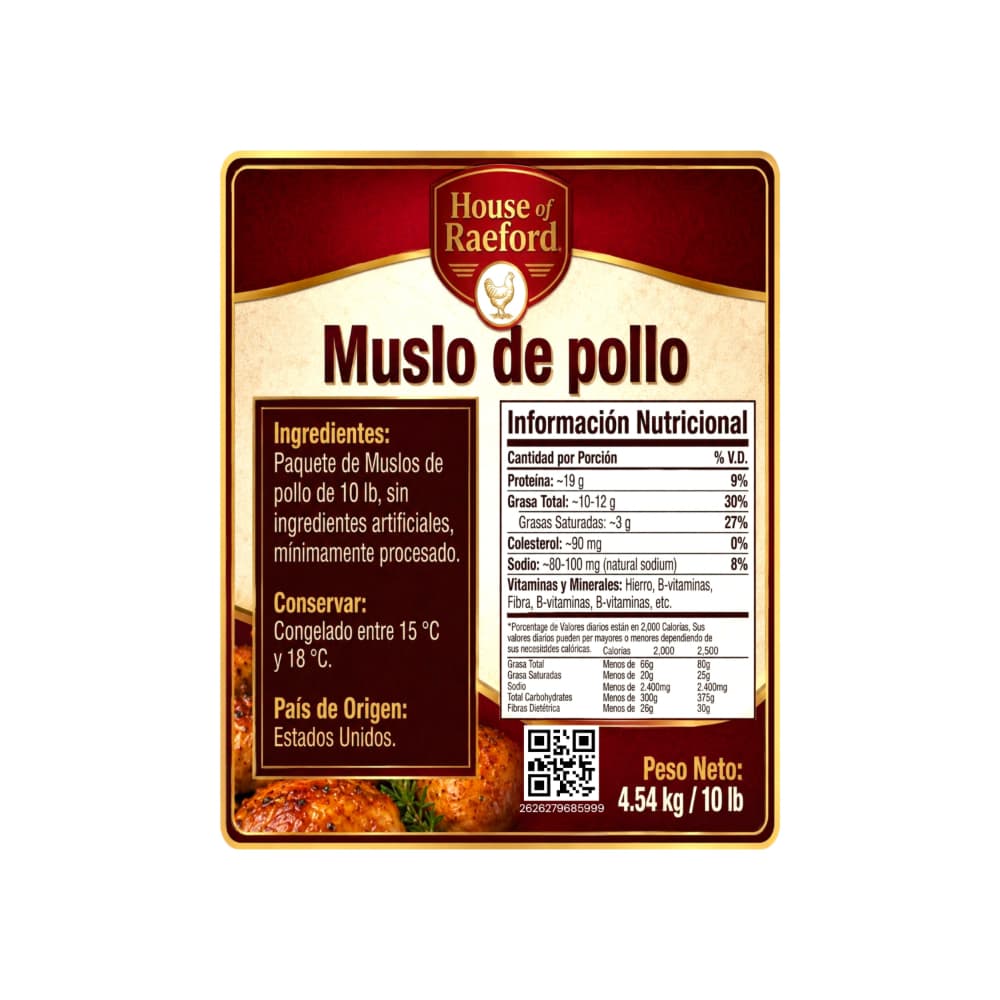 Muslos de pollo House of Raeford (4.54 kg / 10 lb) - 3
