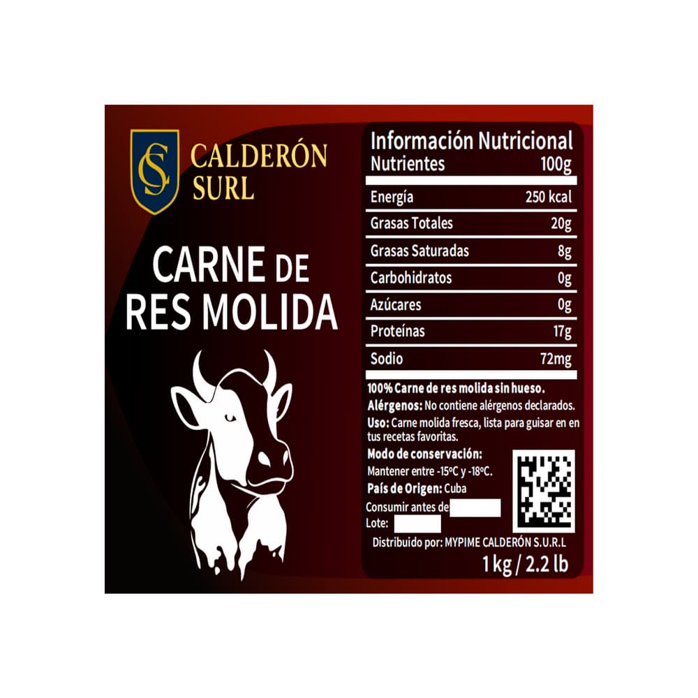 Carne de res molida Calderón (1kg / 2.2 lb) - 2