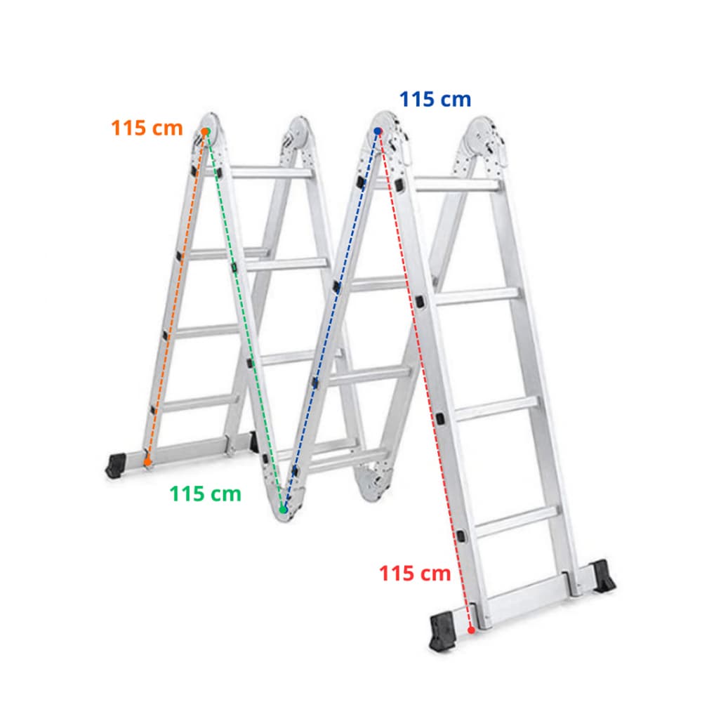 Escalera multifuncional de aluminio reforzado de 4 secciones - 5