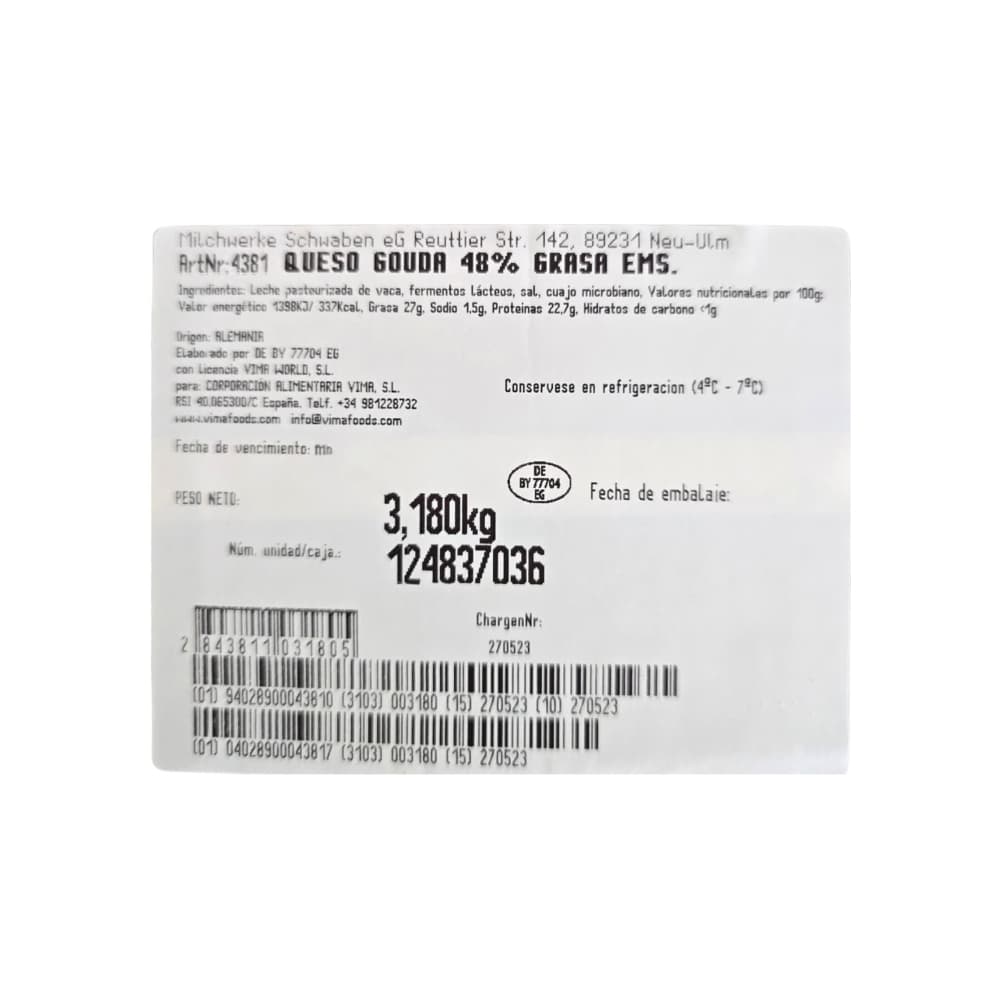 Queso Gouda Vima Foods (3 kg / 6.61 lb) - 3