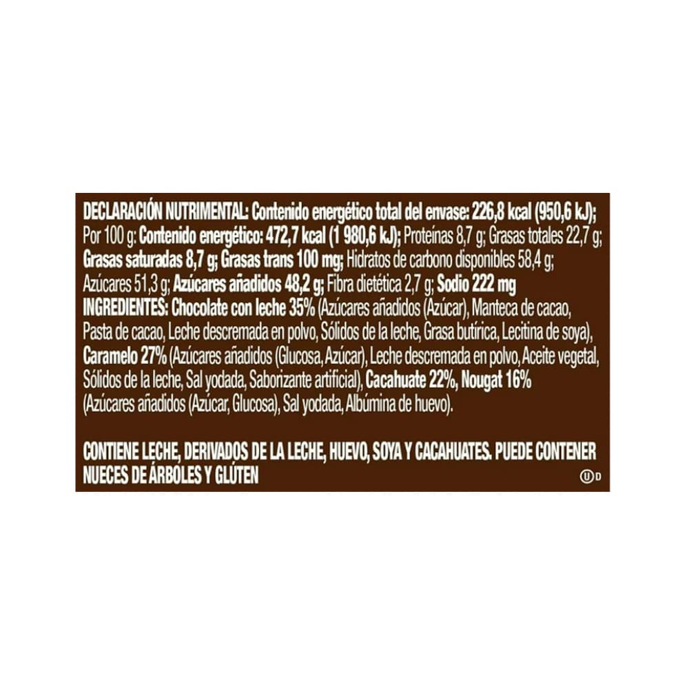 Barra de chocolate con relleno de caramelo y cacahuetes Snickers (48 g / 1.69 oz) - 4