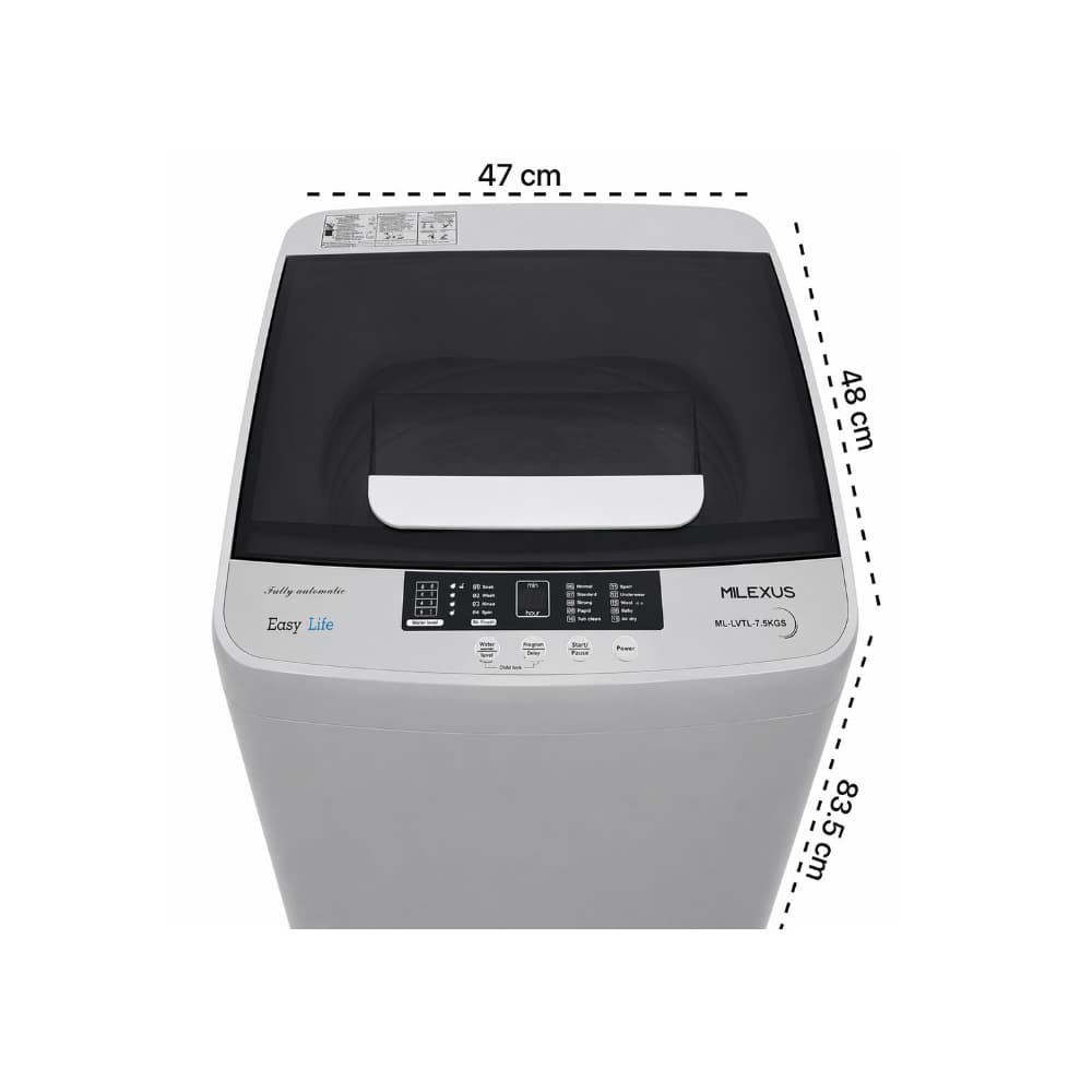Lavadora automática de 7.5 kg gris Milexus ML-LVTL-7.5 kg - 2
