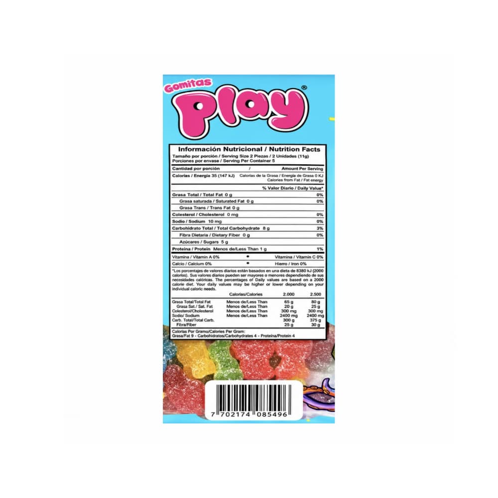 Gomitas de gelatina sabores surtidos a fresa, banano, manzana, frambuesa Pulpos Play (55g / 1.94 oz) - 2